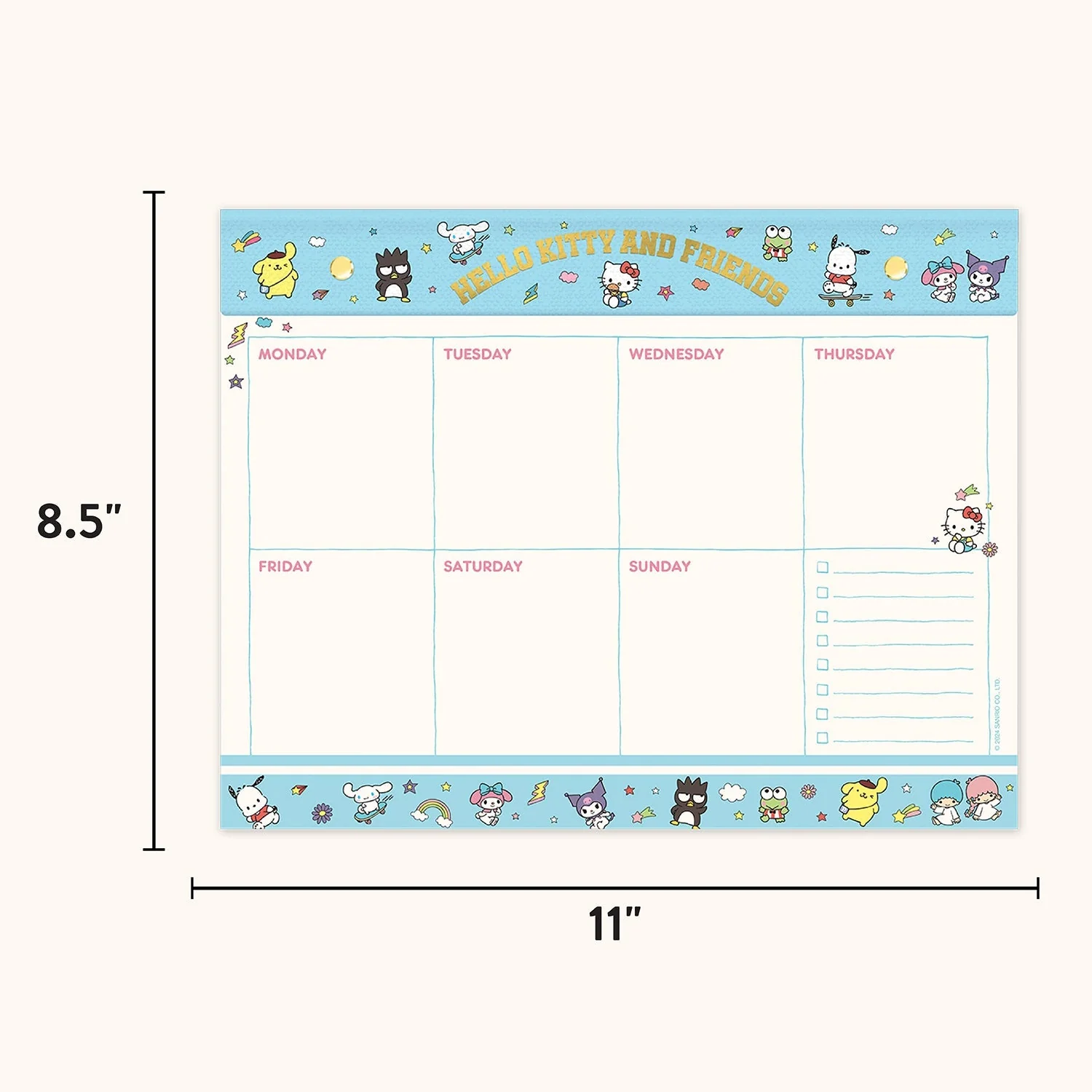 Hello Kitty and Friends x Studio Oh! College Letters Blue Weekly Desk Pad - Image 6