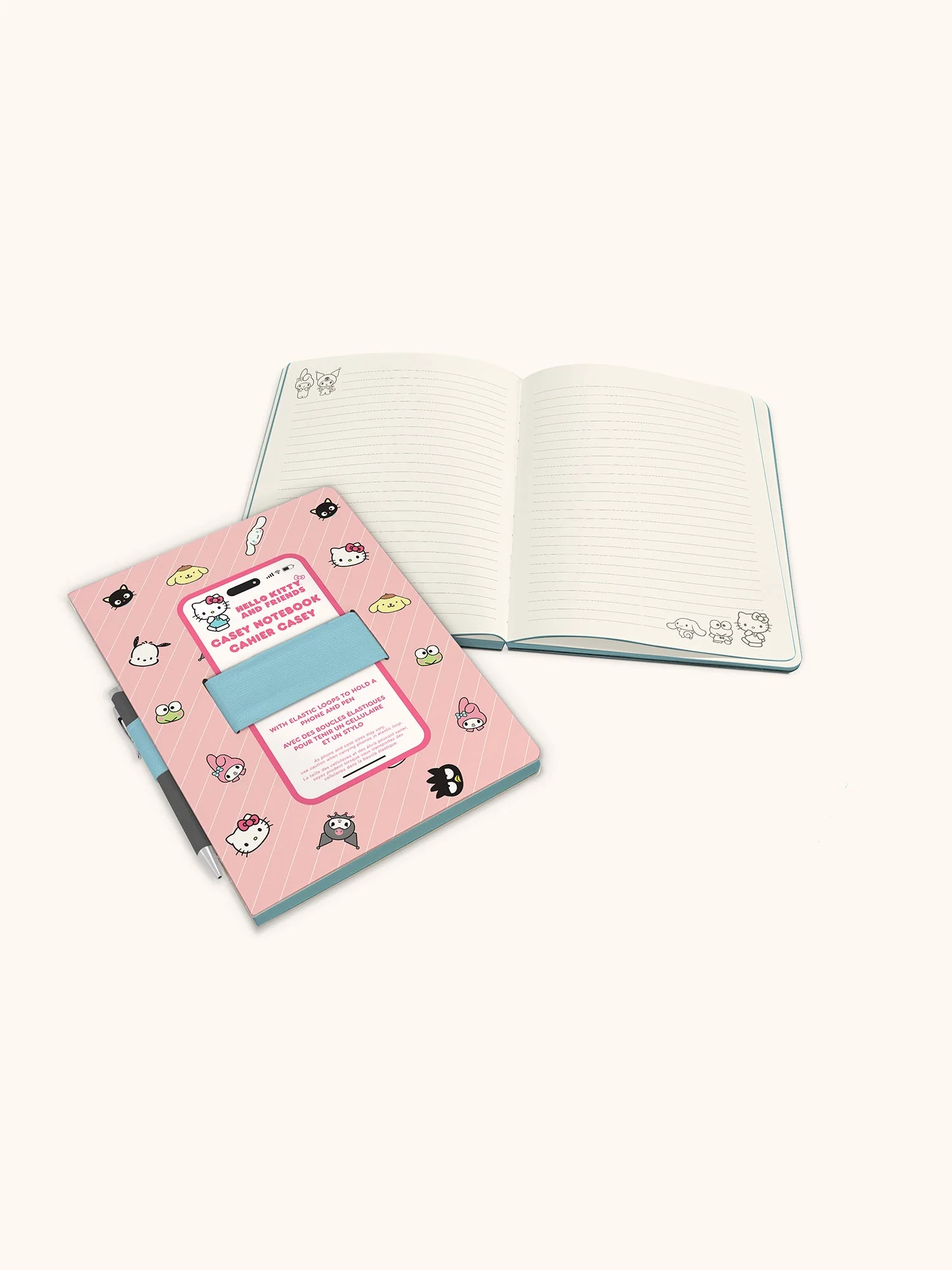 Hello Kitty and Friends x Studio Oh! Pink Pinstripe Casey Notebook with Phone Loop - Image 2