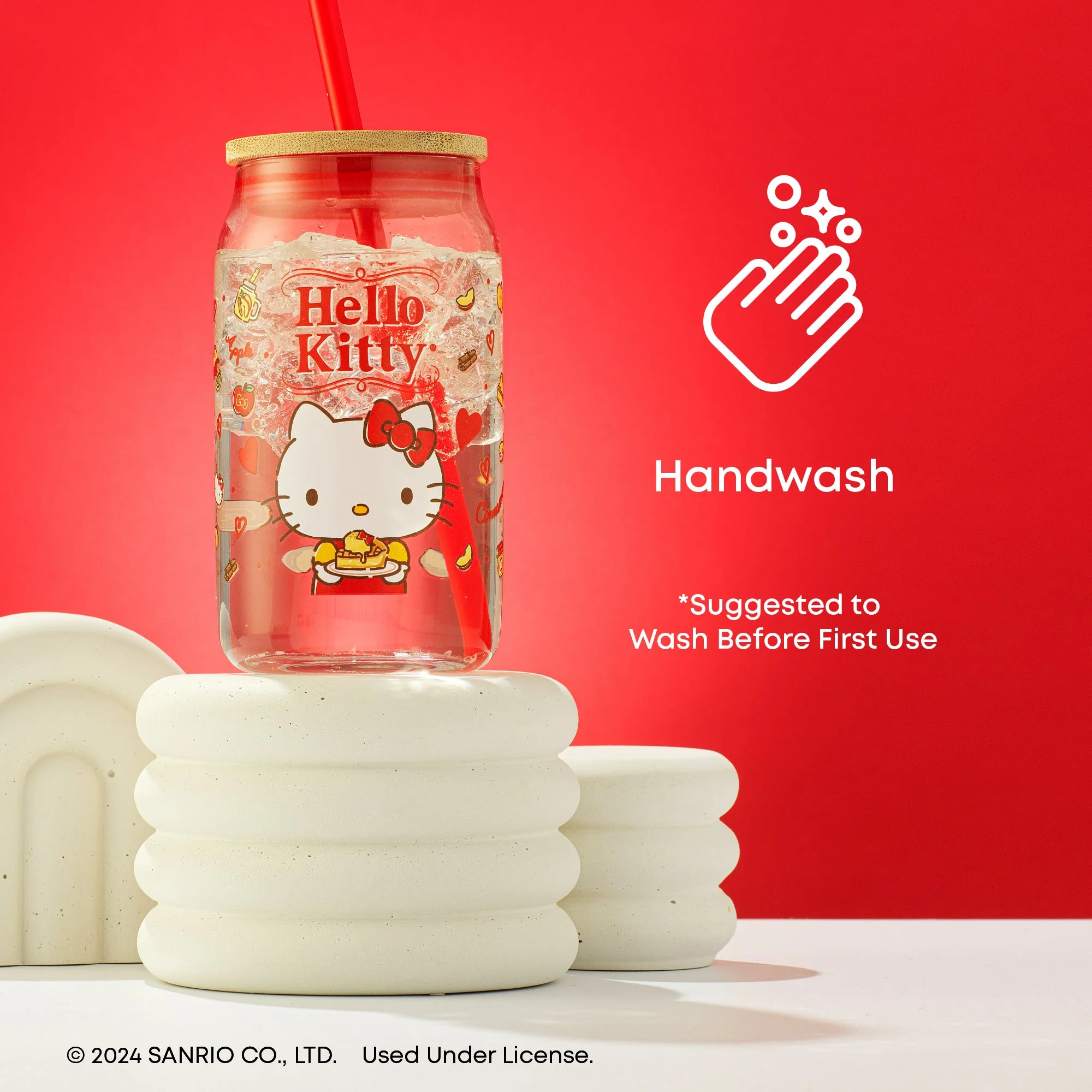 Hello Kitty Favorite Flavor Lidded Glass Tumbler - Image 5