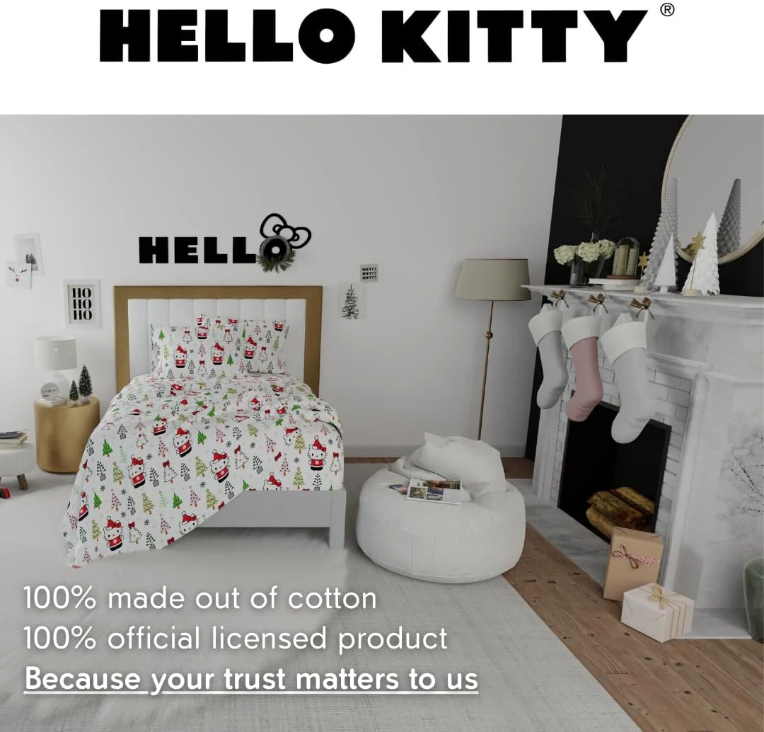Hello Kitty Holiday Cotton Flannel Sheet Set - Image 10