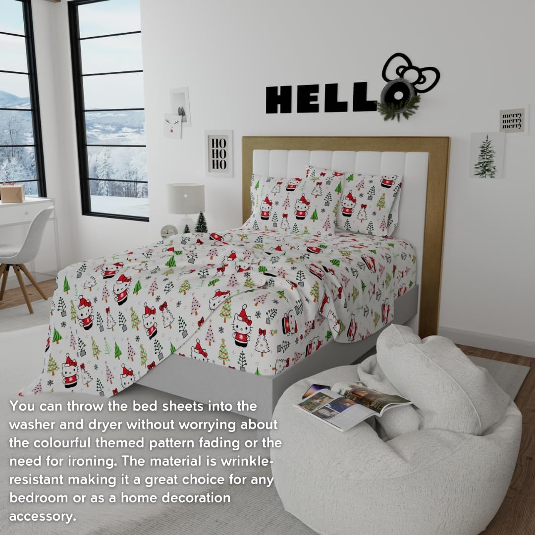 Hello Kitty Holiday Cotton Flannel Sheet Set - Image 7