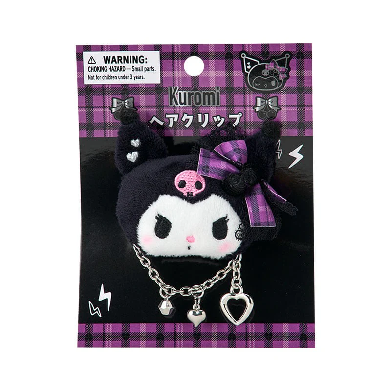 Kuromi Plush Hair Clip (Rock ’n’ Check Series) - Image 2