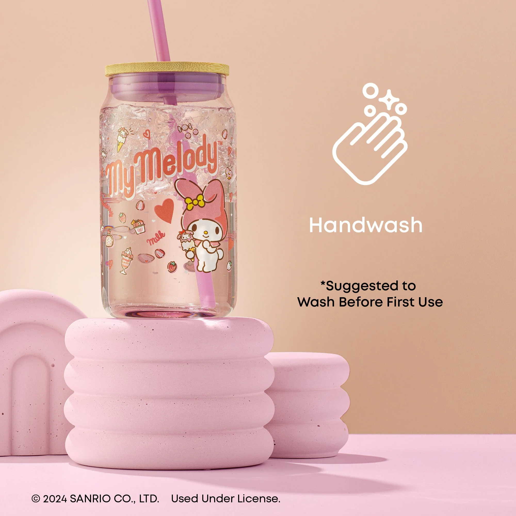 My Melody Favorite Flavor Lidded Glass Tumbler - Image 5